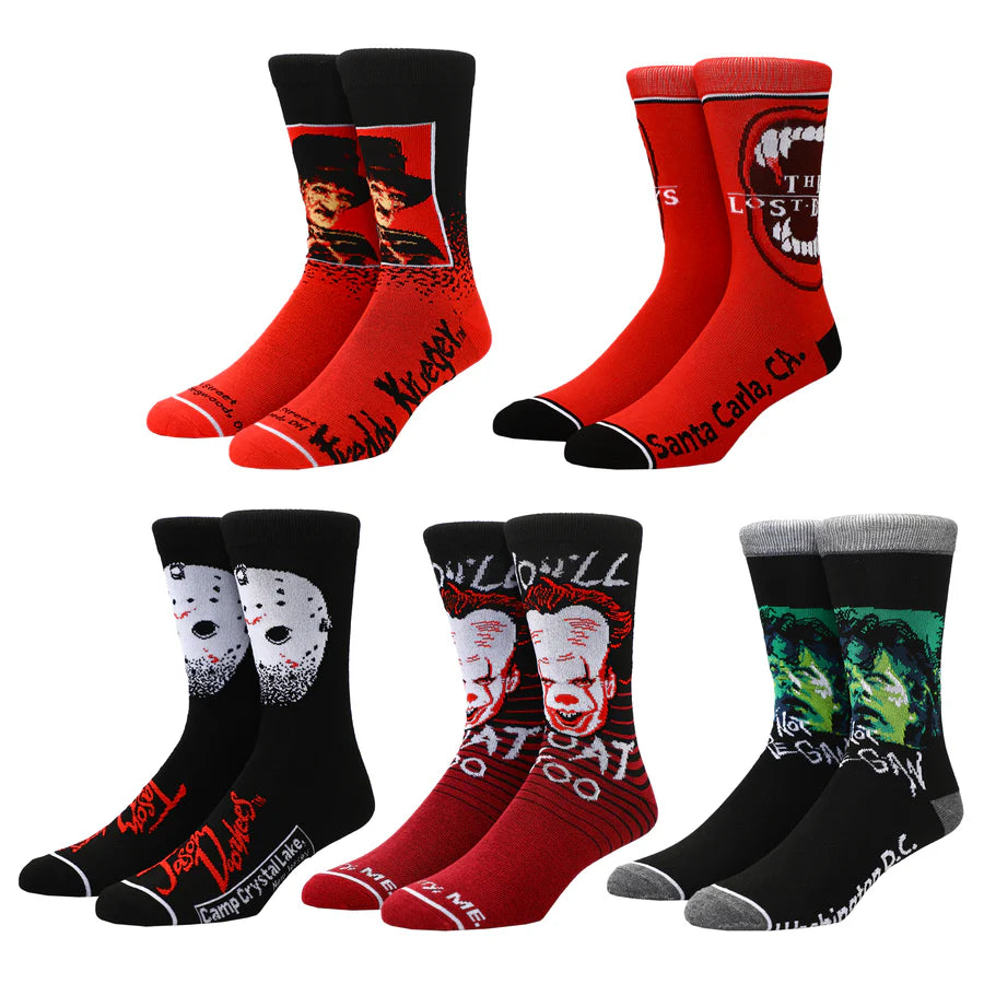 Warner Brothers Horror Characters Mens 5 Pack Socks