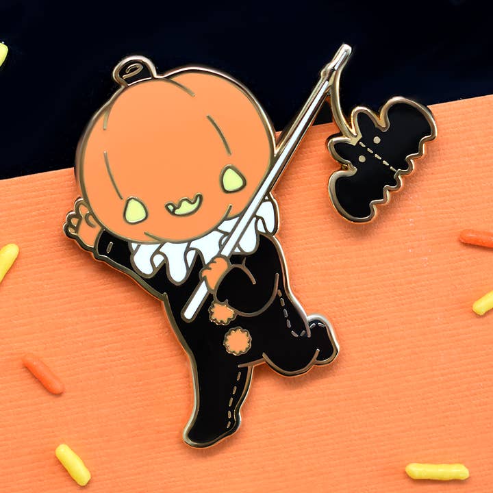 Vintage Halloween Pumpkin Boy Pin