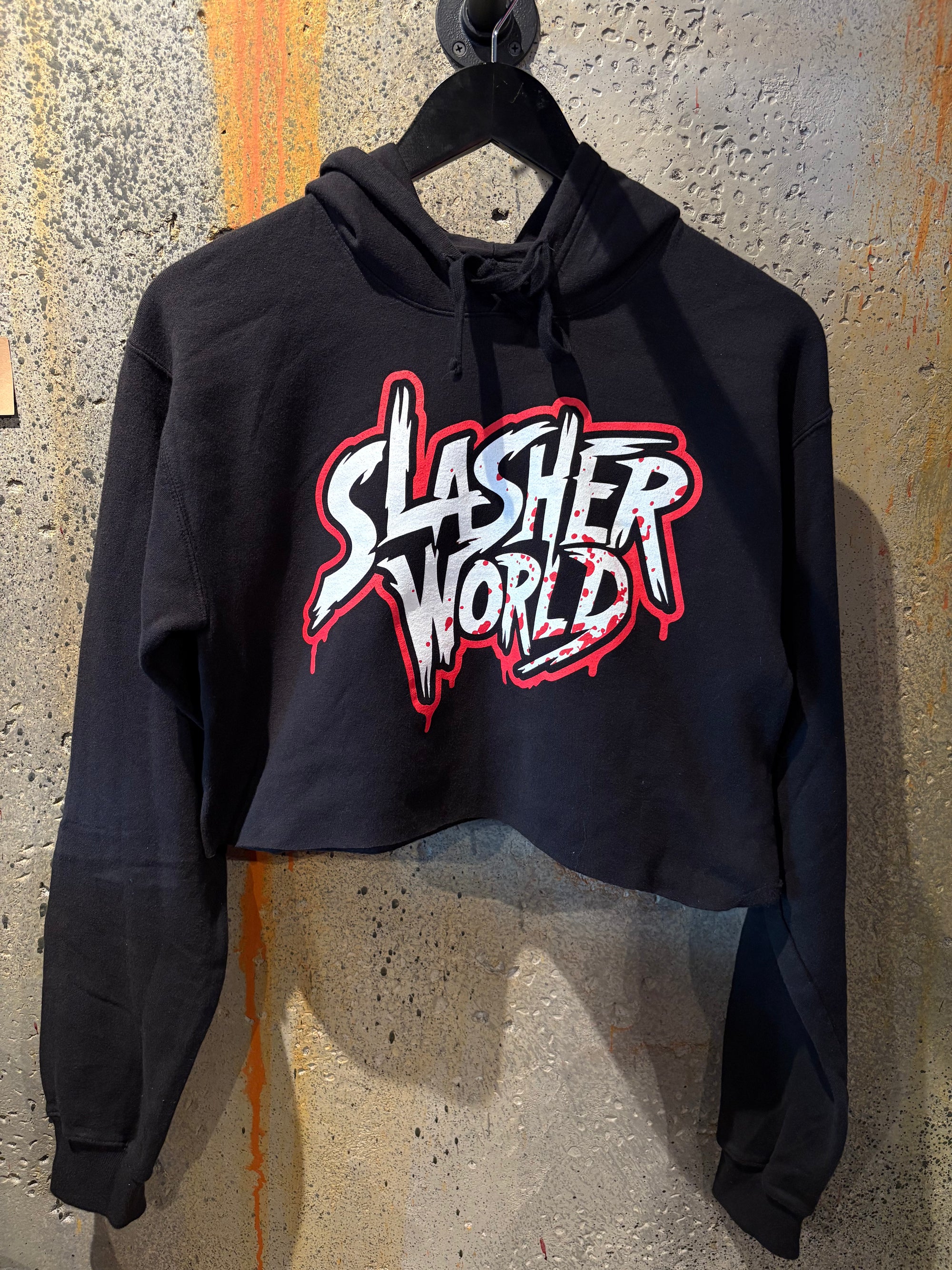 Slasher World Logo Crop Hoodie