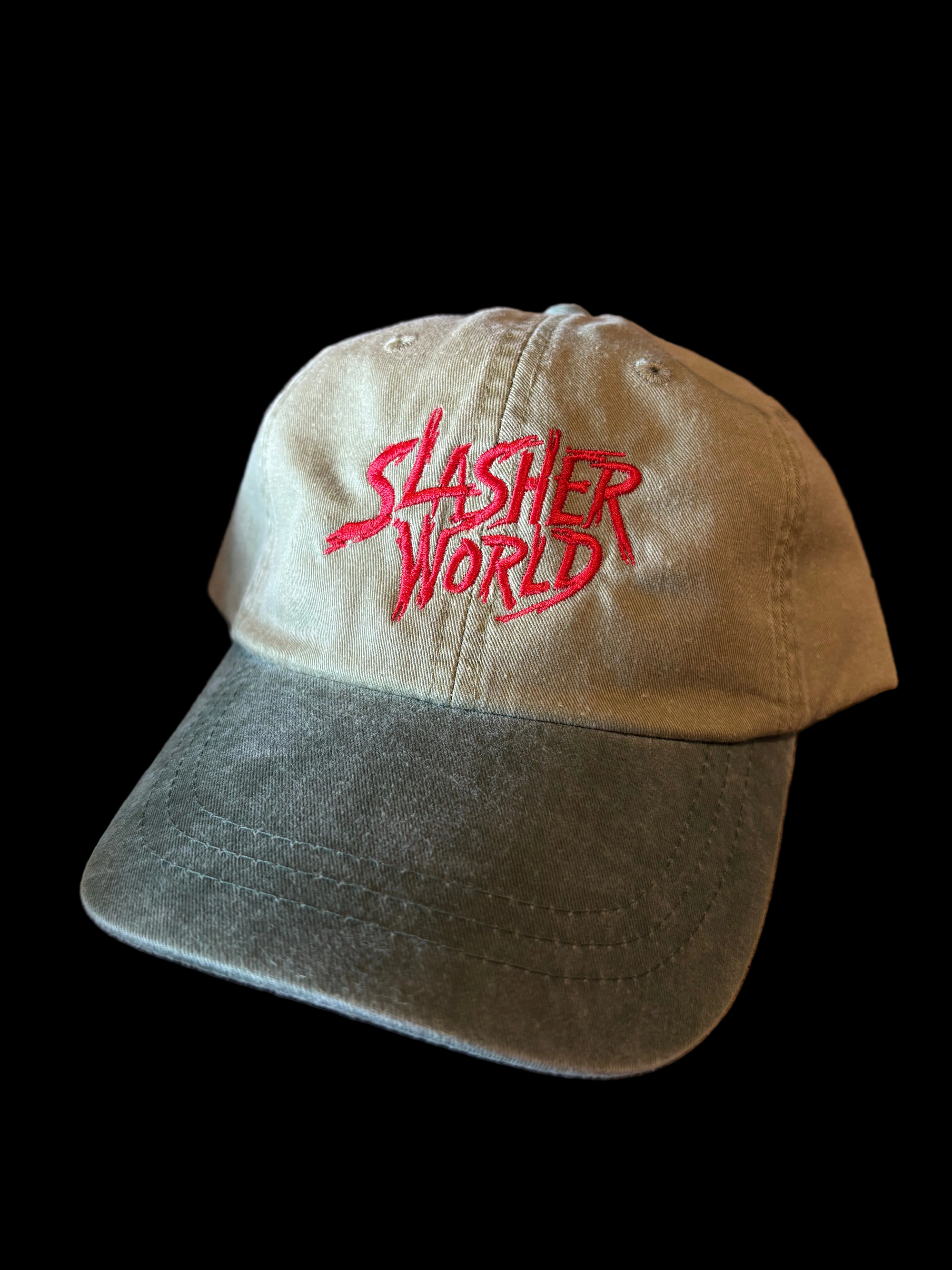Slasher World Red Logo Khaki Spruce Green Hat