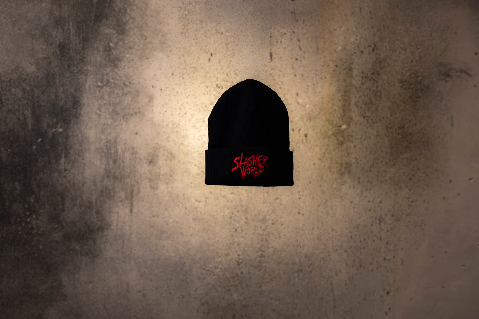 Slasher World Black Beanie Red Logo