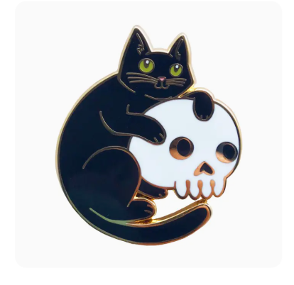Cat and Skull Pin