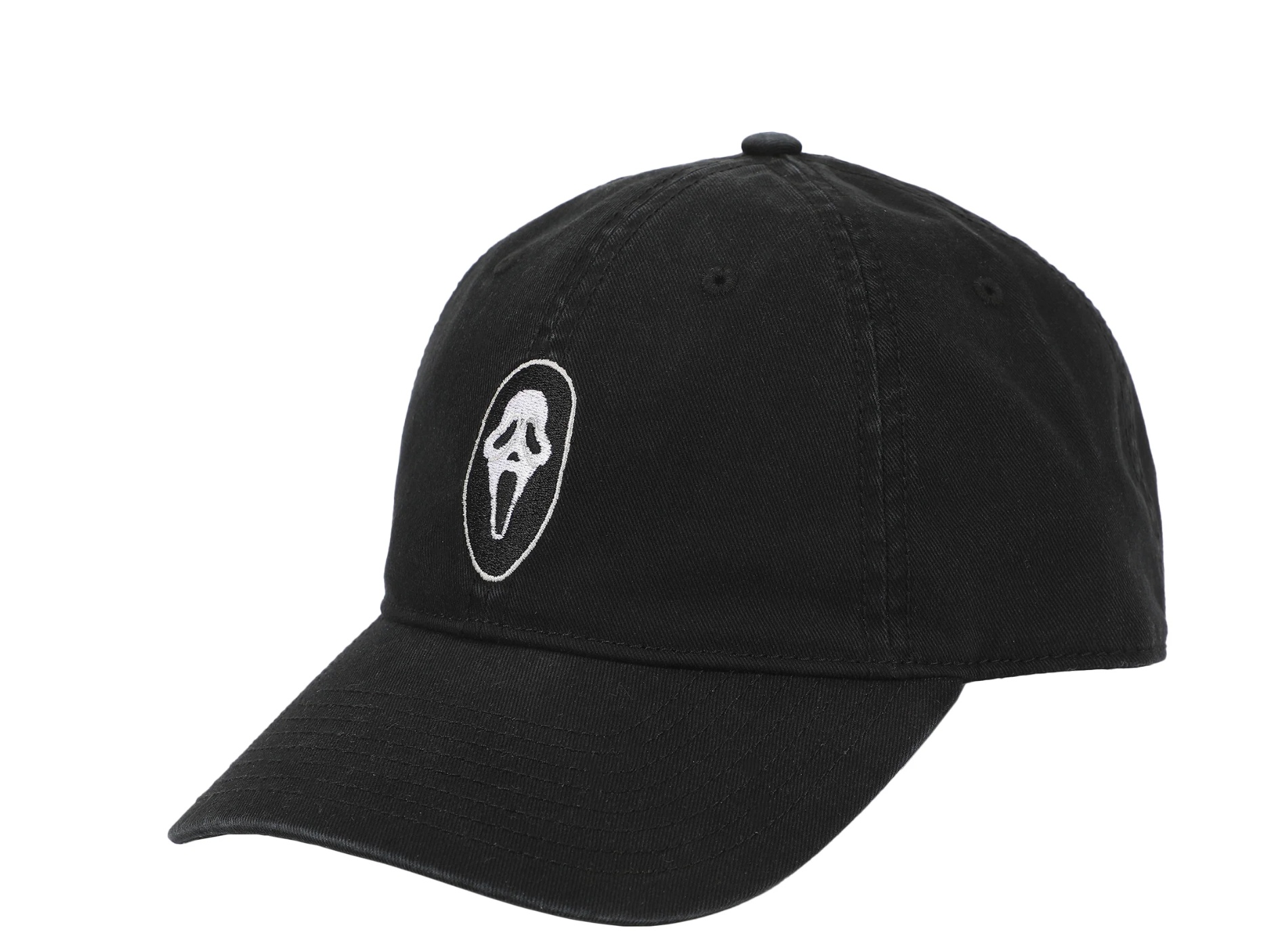 Ghostface Black Washed Cotton Twill Dad Cap Hat